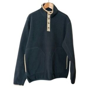 Slate & Stone Mens Fleece Snap Pullover Jacket Teal Blue Small